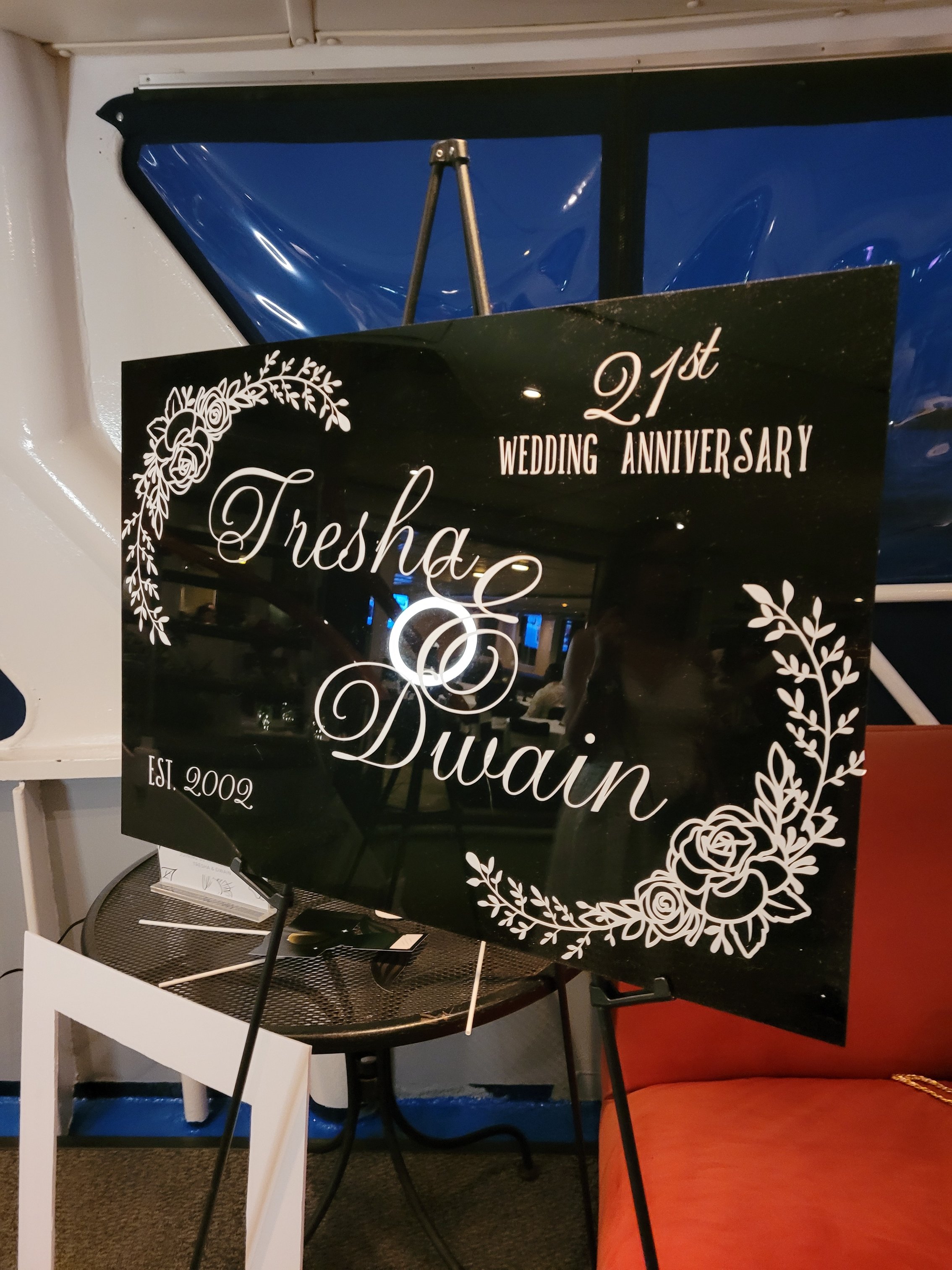 Custom Acrylic Signage for Couple's Anniversary Party in Weehawken, New Jersey
