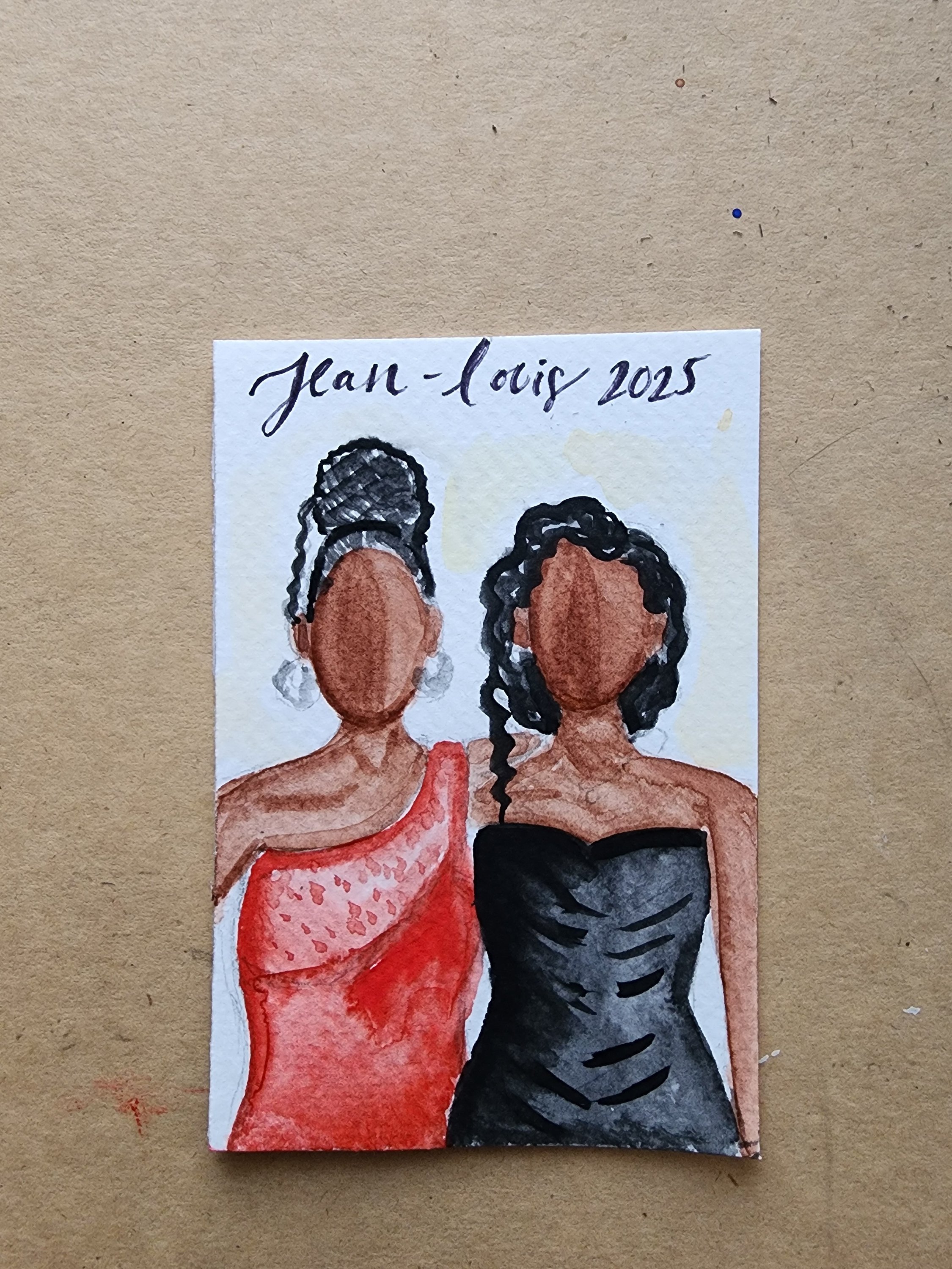 Live Event Watercolor Painting of New Jersey Couple's Wedding Reception Guests