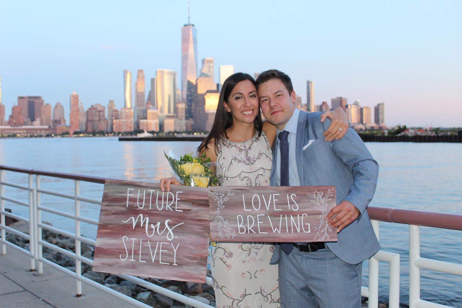 Custom Wood Signage for a Couple's Jersey City, New Jersey Engagement