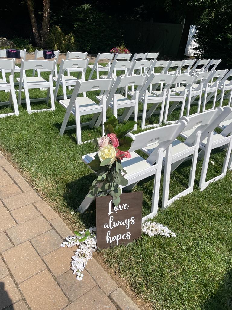 Wooden rustic signage by Little Lulu's Designs for a Summer Wedding Ceremony in North Jersey