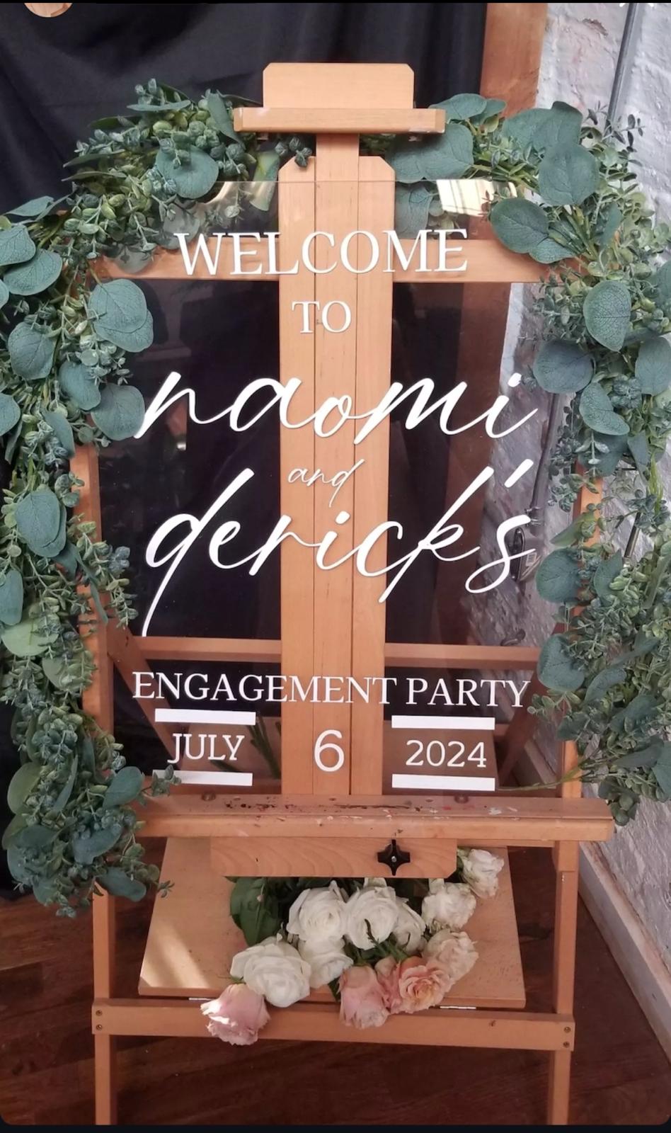 Acrylic Engagement Party Signage by Little Lulu's Designs for North Jersey Couple