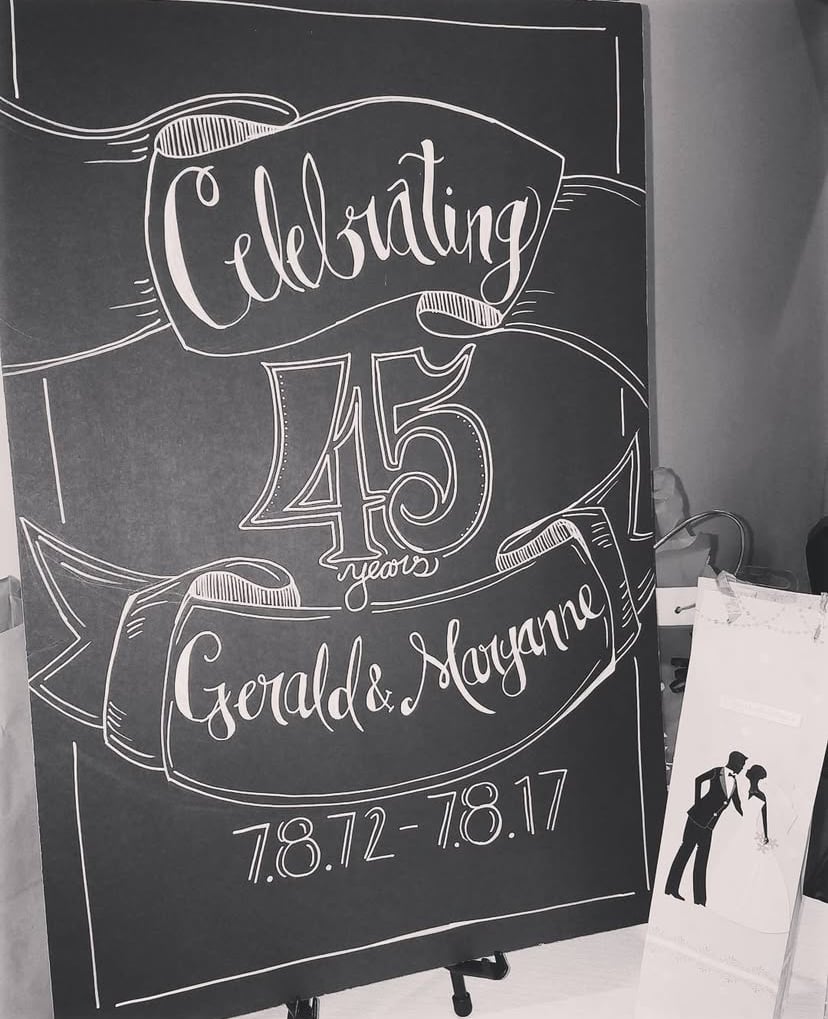 Custom Chalkboard Signage for New Jersey Couple's 45th Anniversary Party