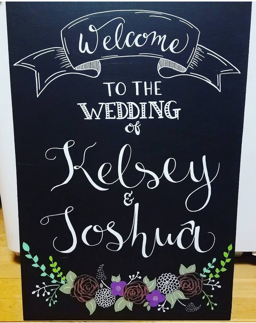 Floral Chalkboard Welcome Sign for North Jersey Wedding