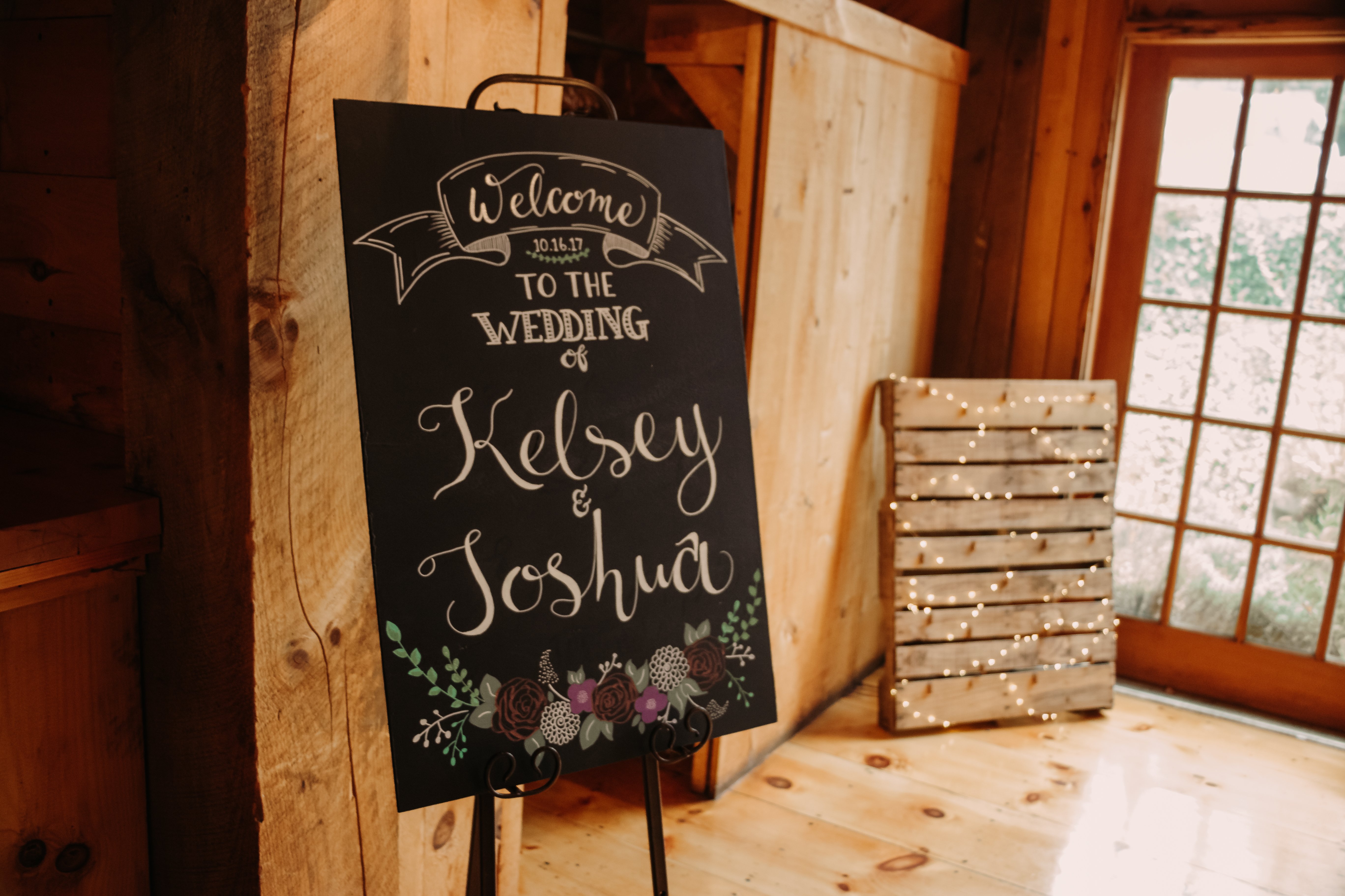 Floral Chalkboard Welcome Sign for North Jersey Wedding